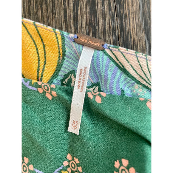 Free People Pardon My French Maxi Wrap Green Patterned Dress XS - Picture 7 of 7